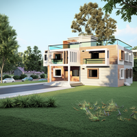 Facile à assembler Villa décorative complète en acier léger moderne Installation rapide Maison préfabriquée de luxe à deux étages Terrasse Villa au design 3D