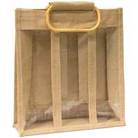 Sacs en jute laminés de couleur naturelle écologiques pour six bouteilles avec impression personnalisée et prix abordable