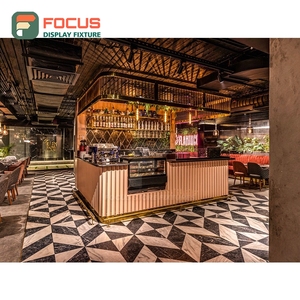 Vitrine à café grand format avec finition grain de bois, étagère de présentation pour café commercial - Product Image 4