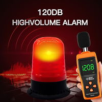 Lampu Suar LED Tenaga Surya Tahan Air IP65 dengan Sensor Audio USB & PIR Microwave, Suar Alarm Plastik DSG12
