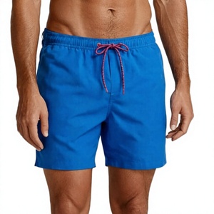 Shorts de bain pour hommes en polyester tissé uni, séchage rapide, imprimé numérique, cordon de serrage, taille mi-haute, 220g, coupe ample, longueur genou, pour la plage et le surf - Product Image 1