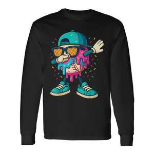 Camiseta de manga larga para jóvenes con estampado de béisbol Drip Ice Cream Dabbing - Product Image 1