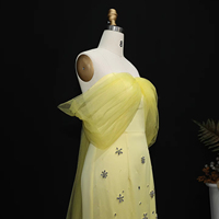 Robe de soirée élégante Lsz018 à épaules dénudées avec cape, ornée de cristaux et de perles, longueur cheville, pour femmes, pour mariage et fêtes, Jancember