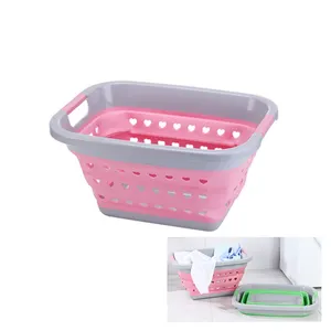 Cesto de plástico plegable para la limpieza del baño, cesta grande para ropa sucia, ahorro de espacio, venta al por mayor