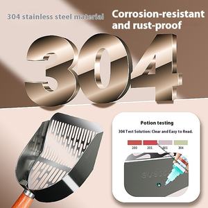 Entsorgungs werkzeug für Haustier abfälle 2 In1 Katzen sands chaufel aus Edelstahl Pet Poop <span class=keywords><strong>Scoop</strong></span> ing Tools Katzen sands chaufel Größe - Product Image 2