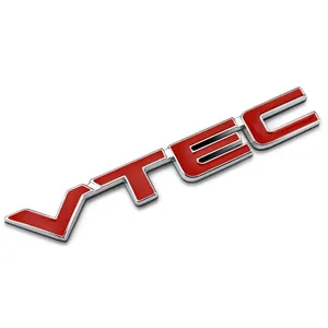 Custom 3D Red VTEC Logo Metal Car Styling Emblem Tail Body Badge Zinc Alloy Sticker for Civic Accord Odyssey Spirior CRV SUV