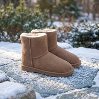 Bottes de neige classiques en fourrure de mouton pour hommes et femmes, semelle épaisse, chaudes, pour la marche en plein air en hiver, bottes en fourrure de mouton