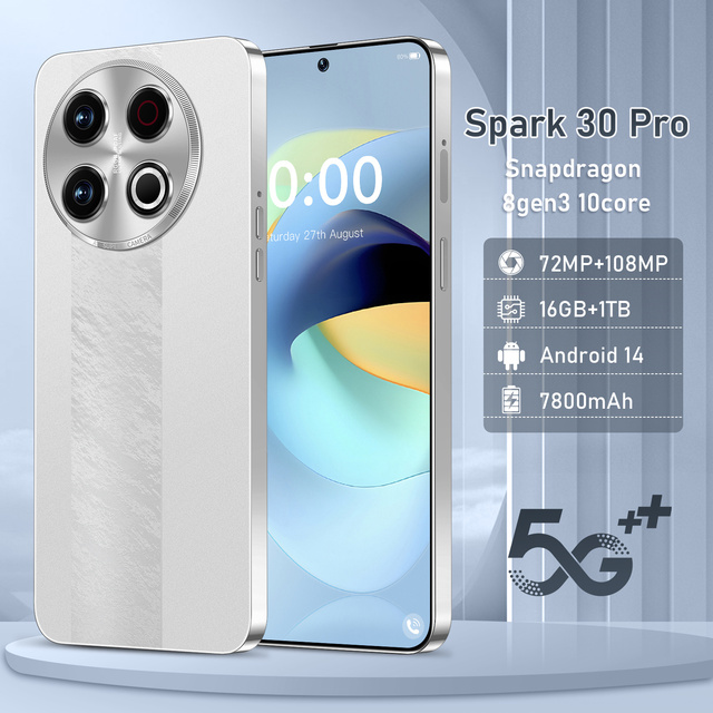 Tecno Spark 30 Pro Model 7.3-Inch Smartphone 1TB Rom 4K HD Dual Sim Card Flip Design Deca Core CPU for Smart Gaming CDMA LTE