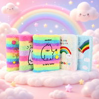 Carnet en peluche Kawaii avec animaux de dessin animé, motif brodé Ours Pomme Lapin Arc-en-ciel Conte de fées, Journal mignon pour enfants, Cadeau scolaire