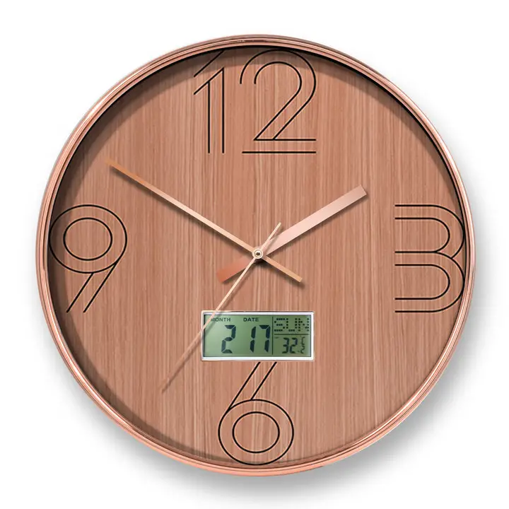 12インチの新しいデザインのサイレントファッションデジタル液晶ディスプレイ時計モダンな3D番号カスタム壁掛け時計カレンダーの日と日付