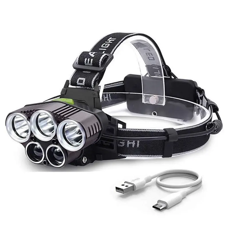 Ultra Bright 5 LED Headtorch Head Torch Light Rechargeable headlamp Waterproof camping Head Flashlight