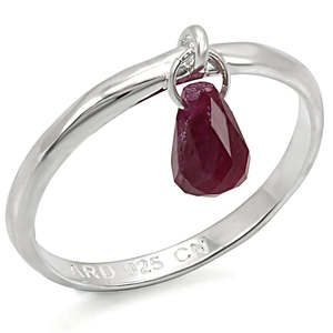 Anello LOS324-Statement in argento 925 Sterling con rubino in pietra da taglio ovale in rodio platino - Product Image 1