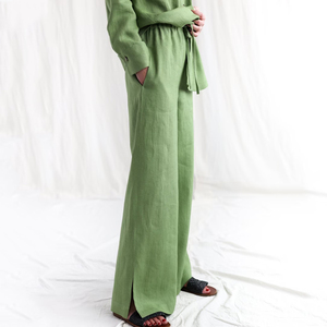 Custom Autumn <strong>Women</strong> Casual 2 Piece Set High Quality Solid <strong>Oversized</strong> <strong>Shirt</strong> and Pants <strong>Linen</strong>/Cotton for Wear - Product Image 6