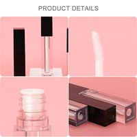 Tubes de gloss à lèvres en PETG avec logo personnalisé, estampage à chaud, 4 ml, conteneur cosmétique rectangulaire, bouchon à vis, violet brun