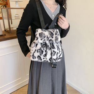 New Trending Plush Fur Bag Women's Shoulder Furry <strong>Leopard</strong> Print <strong>Backpack</strong> Cute Korean Style New Fashionable Small Travel <strong>Backpack</strong> - Product Image 2