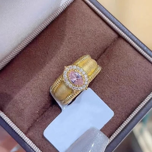 <span class=keywords><strong>Bague</strong></span> Vintage en Pierre Brossée Large pour Femme, Style Cour Rétro Européen et Américain, Luxe, Large Bande, Zircon, Ouverte et Ajustable - Product Image 2