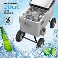 Chariot isotherme pliable personnalisé 73L, glacière métallique avec roues et poignée de traction pour l'extérieur