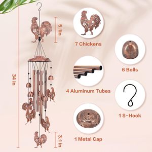 Rooster Wind Chimes Outdoor Giraffe Gifts for Women/Men/Mom/<b>Wife</b>/Grandma Birthday Gifts Memorial Gift Metal WindChime - Product Image 2