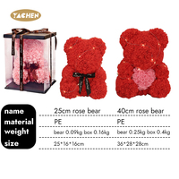 Yachen 25/40cm LED fleurs artificielles Roses ours en peluche avec boîte-cadeau pour saint valentin cadeau fête de mariage décoration faveur