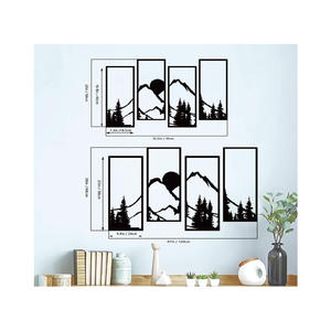 4 pièces d'art <span class=keywords><strong>mural</strong></span> en métal représentant un coucher de soleil, des montagnes et une forêt, décoration intérieure - Product Image 2