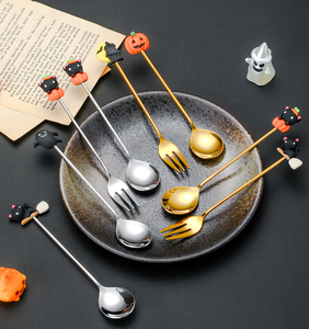 ชุดช้อนส้อมสแตนเลสสำหรับฮาโลวีนขายส่ง ลายฟักทอง ผี แมว ช้อนคน ช้อนตัก สำหรับงานปาร์ตี้ ชุดอุปกรณ์บนโต๊ะอาหารสำหรับเทศกาล จำนวนมาก - Product Image 4