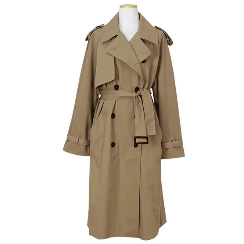 AM21 Women's Jacket Long Double-breasted Trench Coat Casual Office Spring Autumn