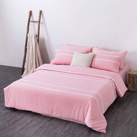 Parure de lit en velours brodé, housse de couette rayée, couvre-lit blanc pour hôtel, drap de lit, draps d'hôtel blancs