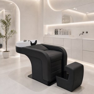 Fauteuil de lavage moderne pour salon de coiffure, lit de lavage en cuir PU, station de lavage de cheveux, mobilier de studio de beauté - Product Image 2