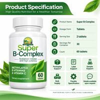 Comprimés Super Complexe B à Libération Prolongée - Vitamines B Méthyliées 5-MTHF Folate & Méthyl B12 - Meilleures Ventes