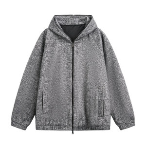 Pull à capuche zippé en mohair pour homme, couleur unie, épais, manches longues, idéal pour l'automne - Product Image 4