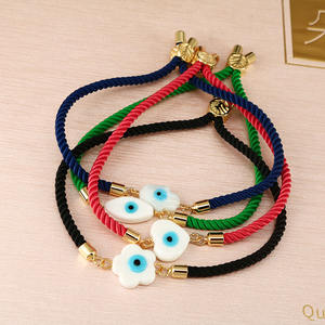 Bracelet en cuivre plaqué or 18K pour femmes, bijou de glaçure tendance, en laiton glacé, yeux maléfiques, cœur, BM1037 - Product Image 2