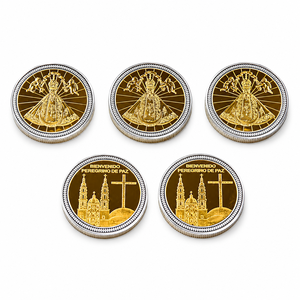 Medaglie Personalizzate 3D in Lega di Zinco per Santi Cattolici, Medaglione Religioso del <span class=keywords><strong>Pellegrino</strong></span> della Pace, Placcato Oro e Argento, Souvenir per la Chiesa - Product Image 2