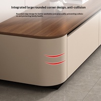 Meuble TV et table basse en bois massif style rondins avec rangement pour salon, sur pieds
