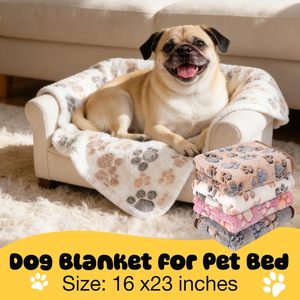 Wholesale Soft Warm Pet Dog Bed Cushion Accessories Coral Velvet Paw Pattern Dog Mattress Pad Plush <b>Cat</b> Fleece Pet Dog Blanket - Product Image 4