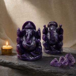 Sculpture de Ganesh en Lépidolite - Idole du Dieu Ganesha en Cristaux et Pierres Précieuses - Reiki/Chakra - 3,2 pouces et 320 grammes - UNIQUE - Product Image 2