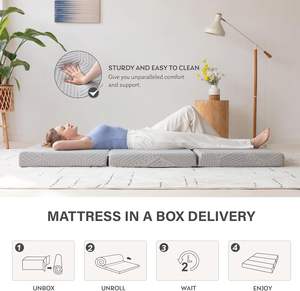 <span class=keywords><strong>ที่นอน</strong></span>โฟมหน่วยความจำพับได้สามชั้นธรรมชาติพับได้พร้อมที่พับเก็บได้และด้านบนเสื่อสำหรับเดินทางที่คลุมด้านล่างไม่ลื่น - Product Image 3