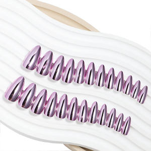 Faux ongles en résine haut de gamme, best-seller, style européen et américain, pour femmes, forme amande - Product Image 3