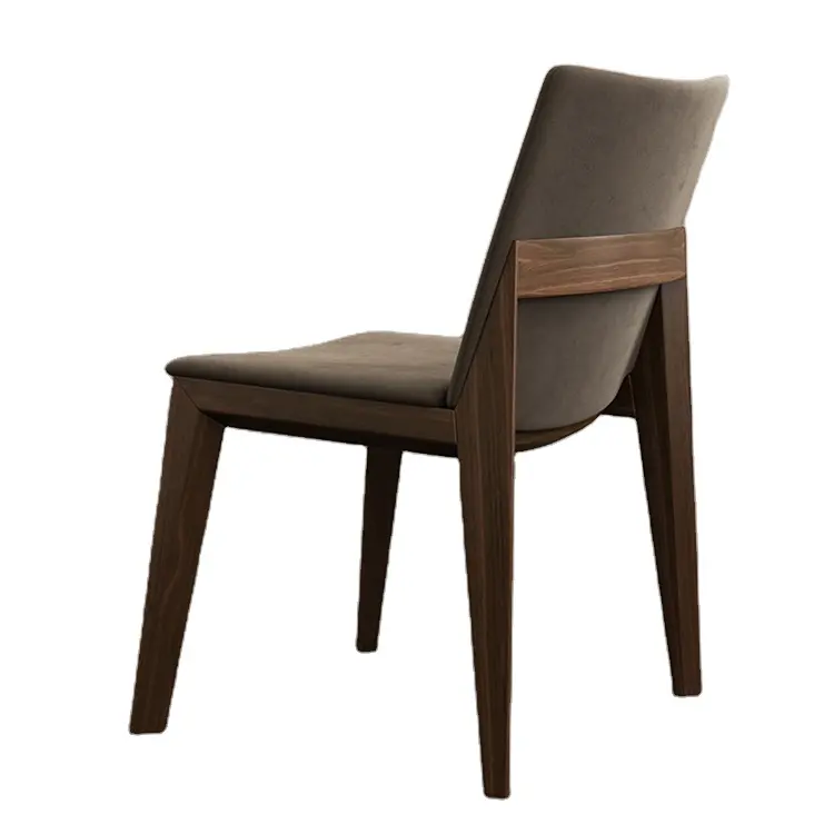 Luxury design leather material simple concise dining solid wood dining chair