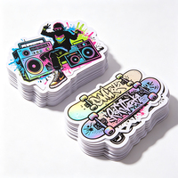 Autocollants d'art urbain Haoxuan en PVC holographique, motifs graffiti, figurines, haut-parleurs, skateboards, lettres abstraites, néon, feuille UV, résistants à l'usure