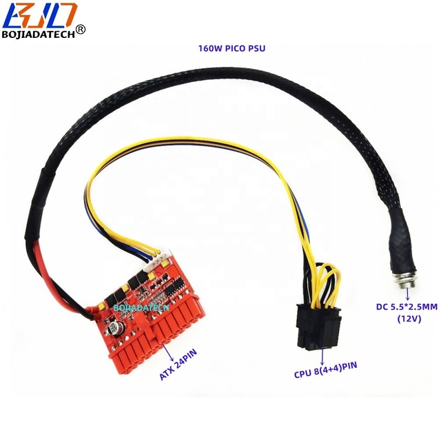 160W Output 24PIN PICO PSU ATX Power Supply Module With 12V Input 5.5*2.5MM DC Connector + CPU 8PIN for Mini PC Computer Case