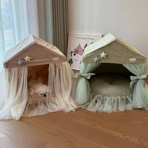 All Seasons Cat/<strong>Dog</strong> Condo Sustainable Royal Bed <strong>Igloo</strong> with Lace Decor Detachable and Washable Winter Haven Cozy Pet Haven - Product Image 1