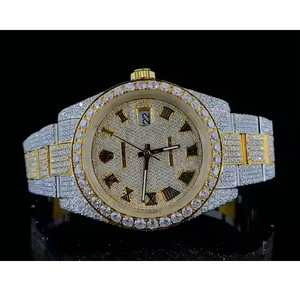 Montre en acier inoxydable de qualité supérieure avec diamant en moissanite et quartz, verre résistant aux rayures et design élégant pour un usage quotidien - Product Image 1