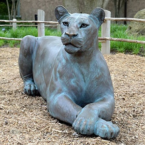 Statue décorative de lions en bronze ancien pour jardin - Product Image 3