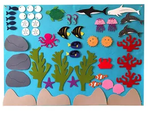 Felt Board Story Sets Wall Hanging for Toddler Kids Preschool DIY Crafts Ocean World Fish Animals Large