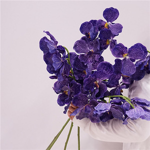 Fleurs d'orchidée <span class=keywords><strong>Vanda</strong></span> papillon haut de gamme, hydratantes, effet toucher réel, pour décoration de salon, mariage et extérieur - Meilleures ventes - Product Image 1