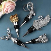 Bouchon de bouteille de liqueur en alliage de zinc, motif cerf ou lion, bouchon de vin personnalisé en forme d'animal avec strass