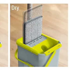 Promotion Factory Stock Hand Free Squeeze Mop Flat Cleaning Mop And Bucket Set