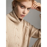Pull en cachemire 100% pour femmes, nouvelle collection automne-hiver, col superposé, tricoté, épaissi, chaud