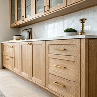 Meubles de cuisine modernes sur mesure en bois massif et placage, modulaires RTA, avec vitrine en verre pour projets