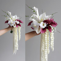 Bouquet de Mariage Artificiel en Cascade de Fleurs, Style Goutte d'Eau, pour Photographie de Mariage
